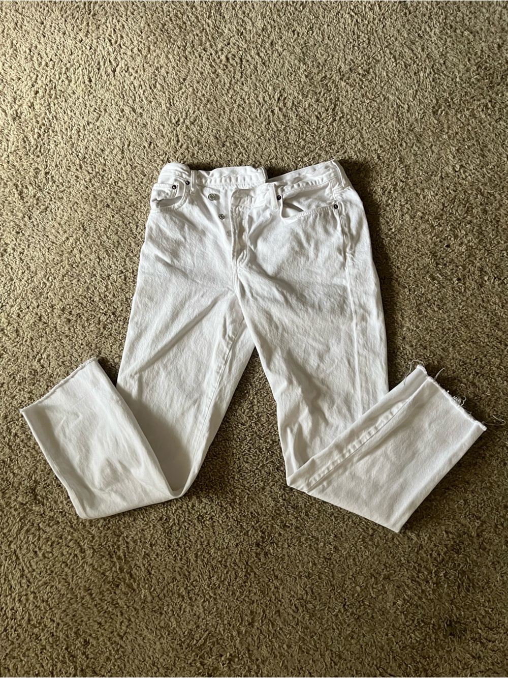 Agolde White Denim Jeans Staggered Waistband 30w